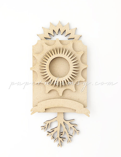 Odd Ornament - Cog & Tree - paperwhimsy