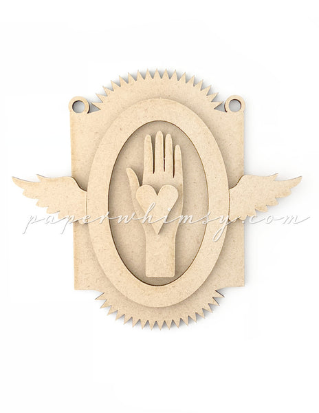 Odd Ornament - Hand Heart Framed - paperwhimsy