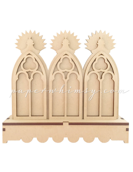 Gothic Window Triptych w Stand - paperwhimsy