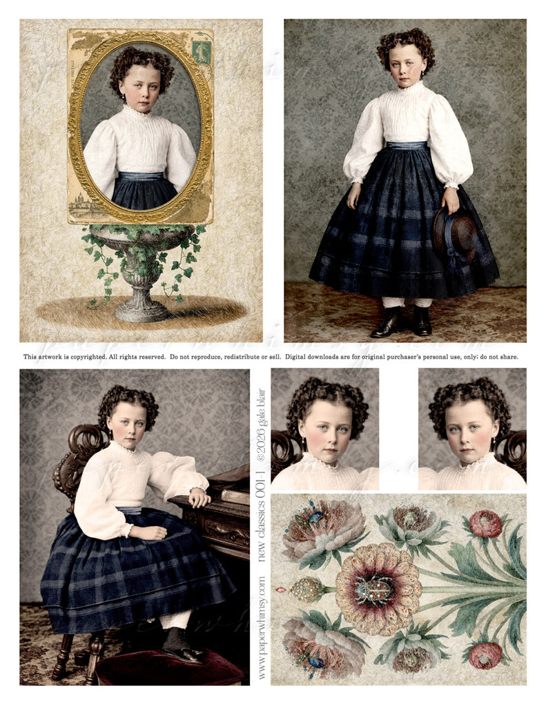 antique images from c 1800s restored and edited and arranged in a letter sized sheet