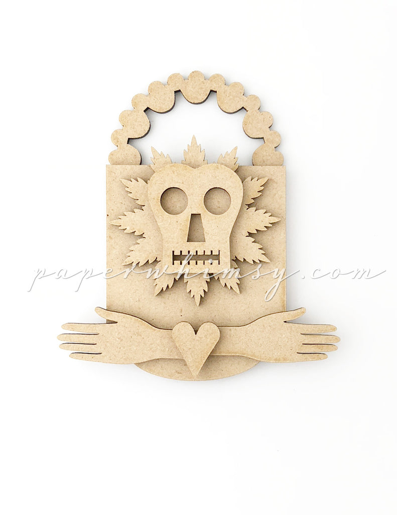 Odd Ornament - Feathered Skelly - paperwhimsy