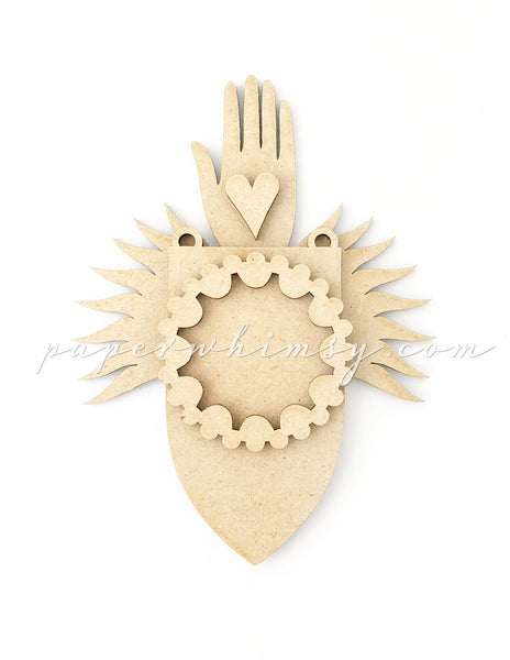 Odd Ornament - Hand Heart Shield - paperwhimsy