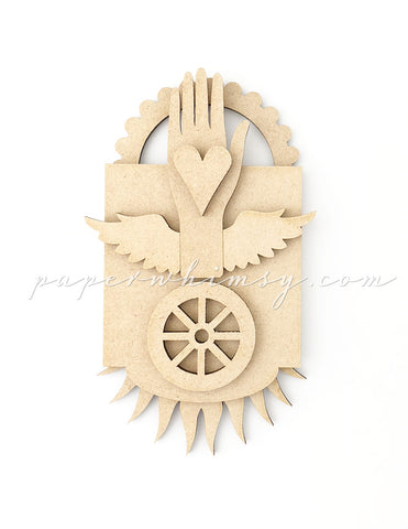 Odd Ornament - Hand Heart Wheel - paperwhimsy
