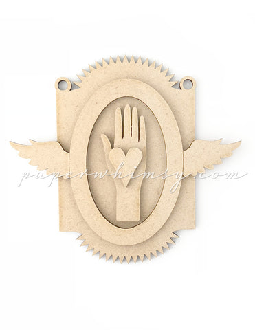 Odd Ornament - Hand Heart Framed - paperwhimsy