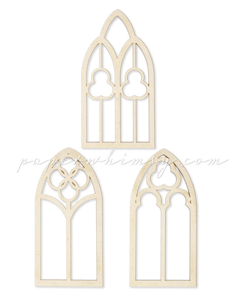 Curious Gothic Window Trio - paperwhimsy