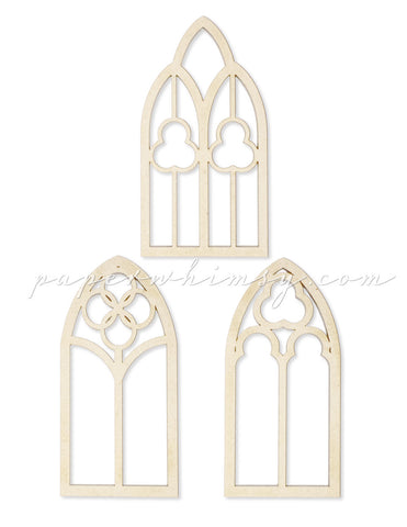 Curious Gothic Window Trio - paperwhimsy