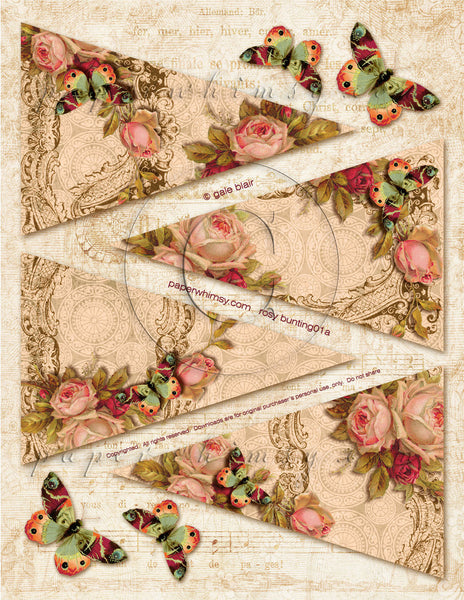 Rosy Bunting PDF - paperwhimsy