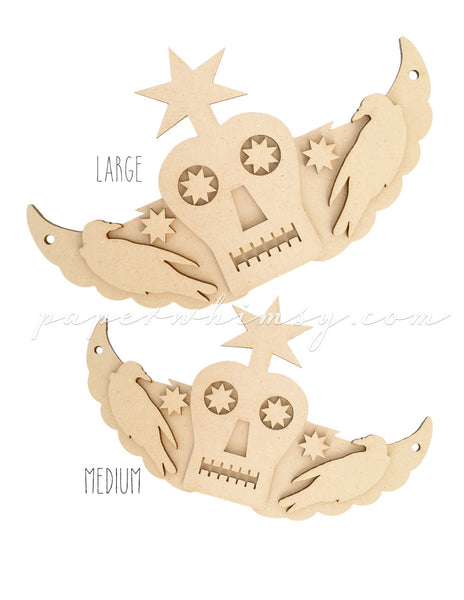 Curious Winged Star Skelly - paperwhimsy